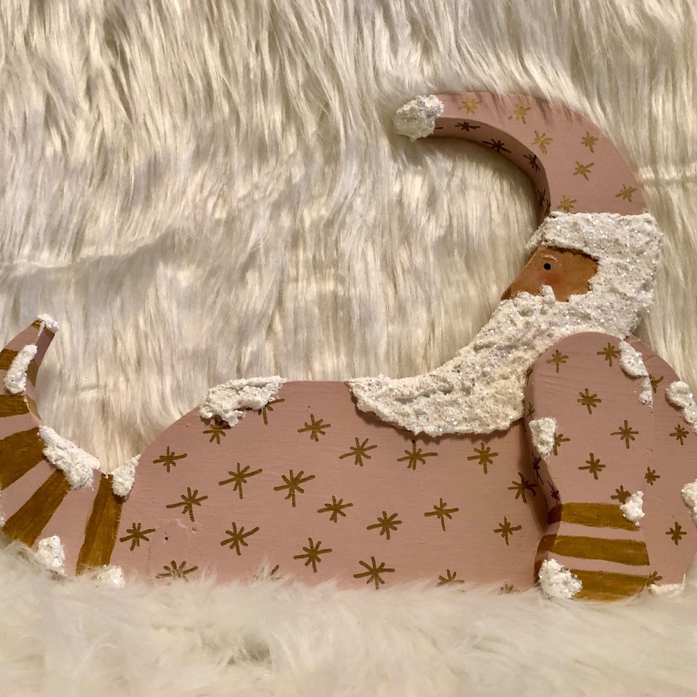 Pink & Gold Primitive Santa